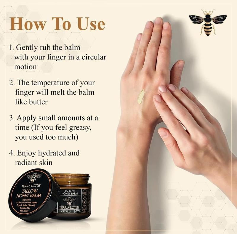 Organic Grass-Fed Beef Tallow Balm with Raw Honey - （2pc）