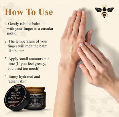 Organic Grass-Fed Beef Tallow Balm with Raw Honey - （2pc）